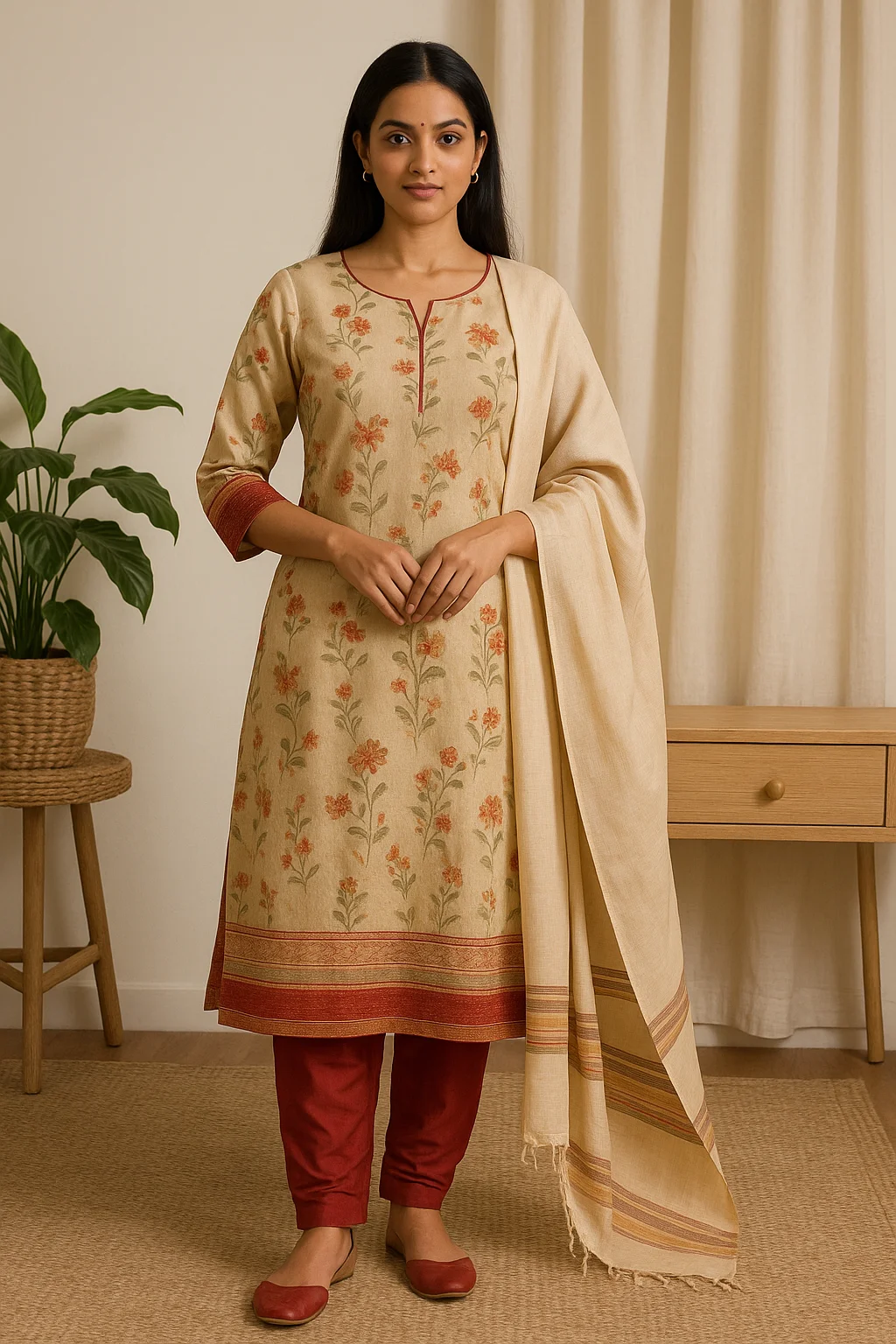 Women's churidar outfits on mannequins